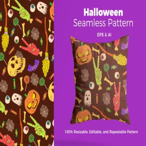 万圣节节日元素手绘图案纹样背景素材 Halloween Pattern