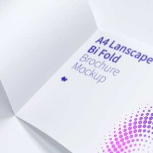 A4尺寸大小横向双折小册子传单设计样机模板05 A4 Landscape Bi Fold Brochure Mockup 05