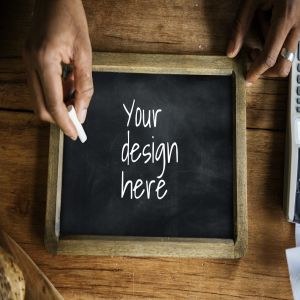 实木材质黑板框架样机素材 Blackboard Frame Mockup