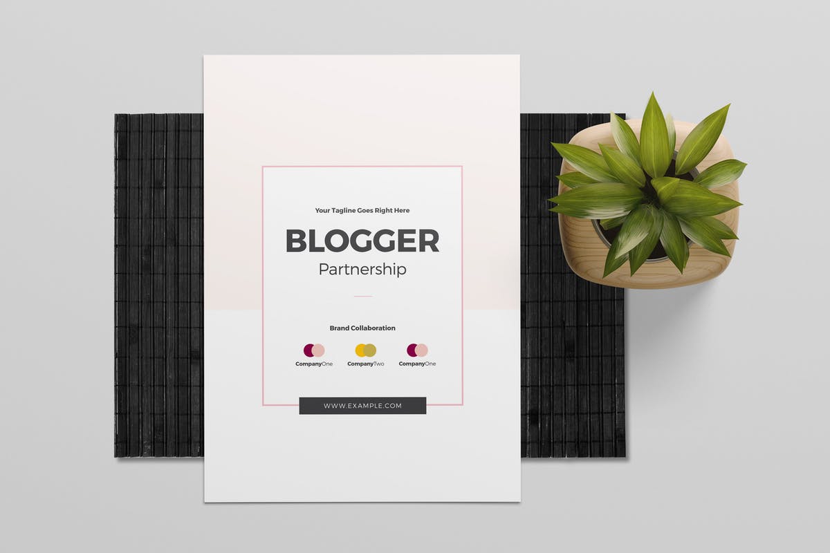 博客网站简介商务合作INDD画册设计模板 Blogger Partnership Template