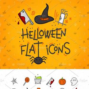 万圣节扁平风格图标 Halloween flat icons