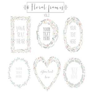 6款花卉花框剪贴画 6 Floral frames clipart, vol.2