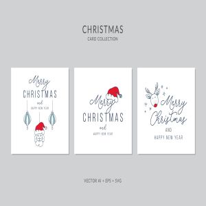 简约设计风格圣诞节贺卡矢量设计模板集 Christmas Greeting Card Vector Set