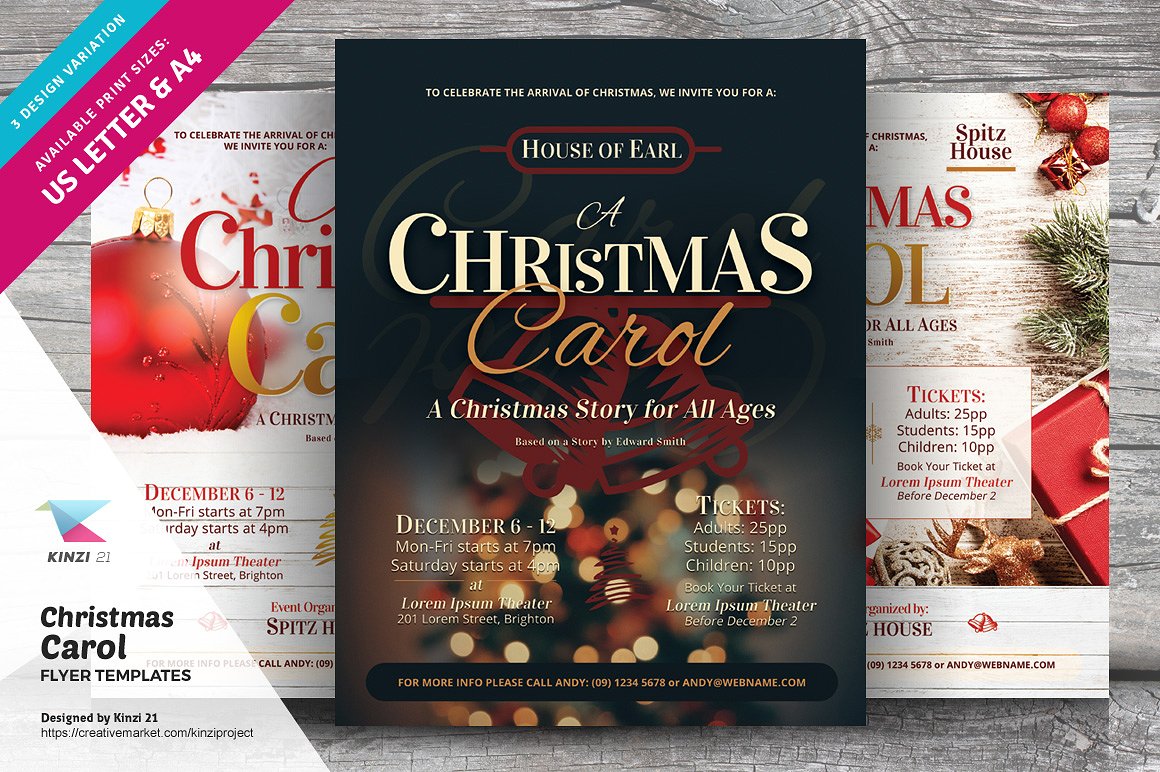 圣诞之歌海报模板 Christmas Carol Flyer Templates [psd]