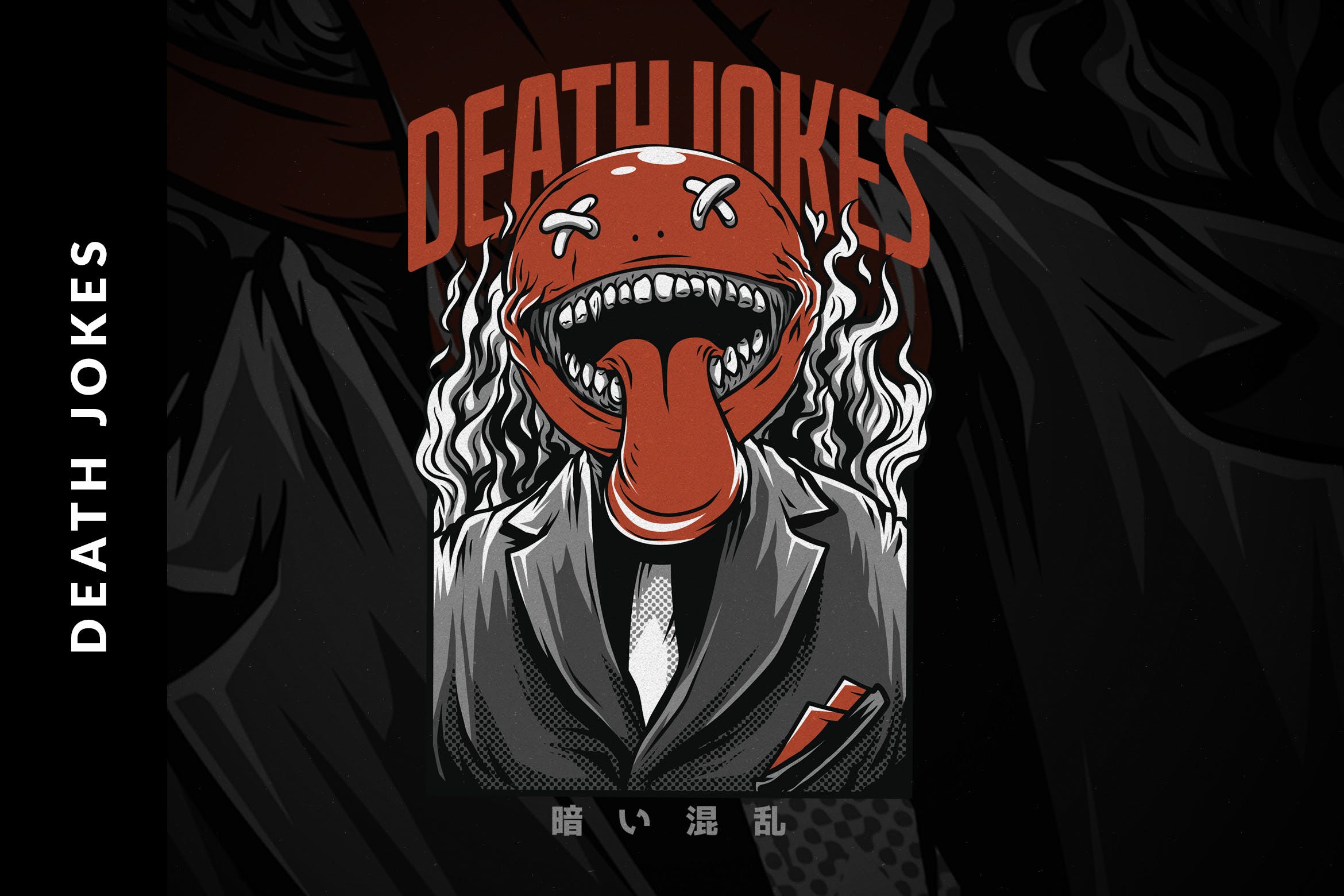 死亡笑话T恤手绘印花插画设计素材 Death Jokes T-Shirt Design