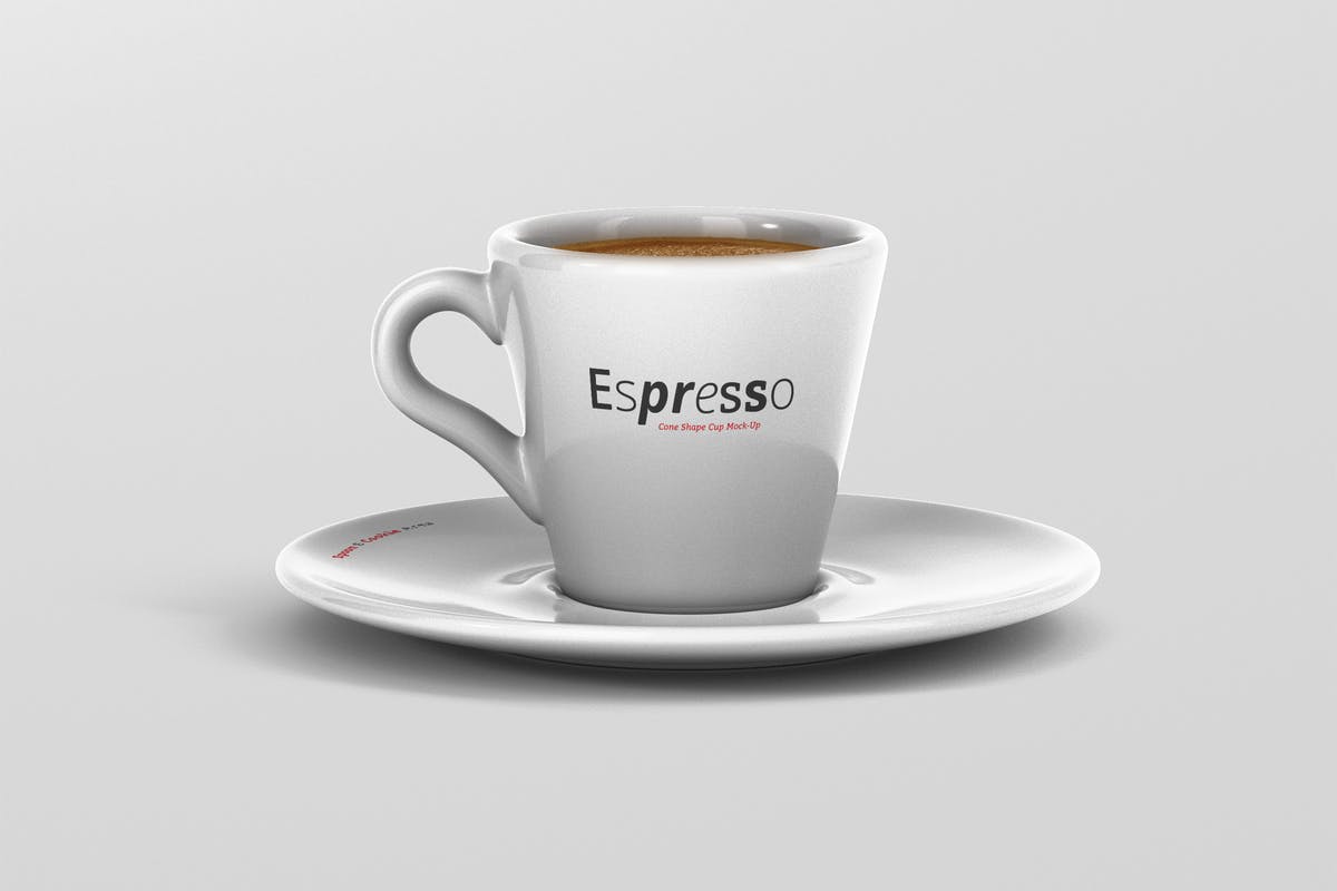 逼真咖啡杯马克杯样机模板 Espresso Cup Mockup – Cone Shape