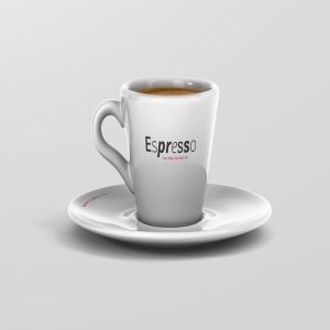 逼真咖啡杯马克杯样机模板 Espresso Cup Mockup – Cone Shape插图1