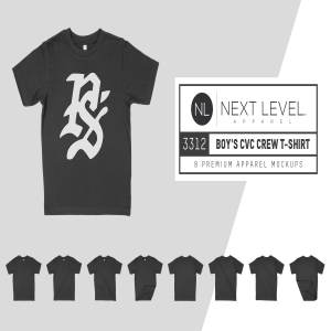 儿童圆领T恤服装样机 Next Level 3312 Boy’s CVC Tee Mocks