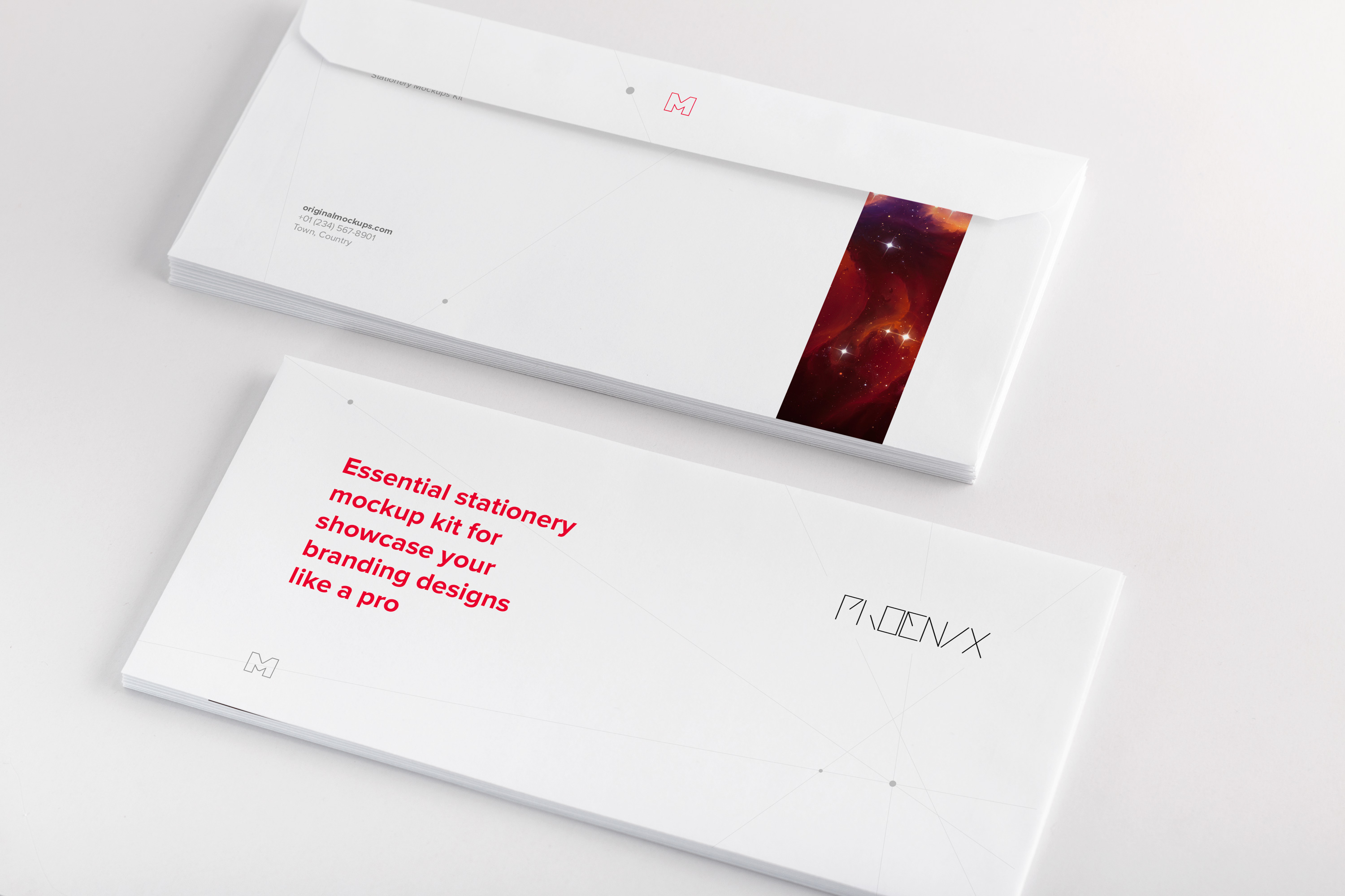 企业信头信封设计效果图样机02 Letterhead Envelope Mockup 02