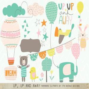 可爱儿童主题剪贴画 Up, Up and Away Cliparts