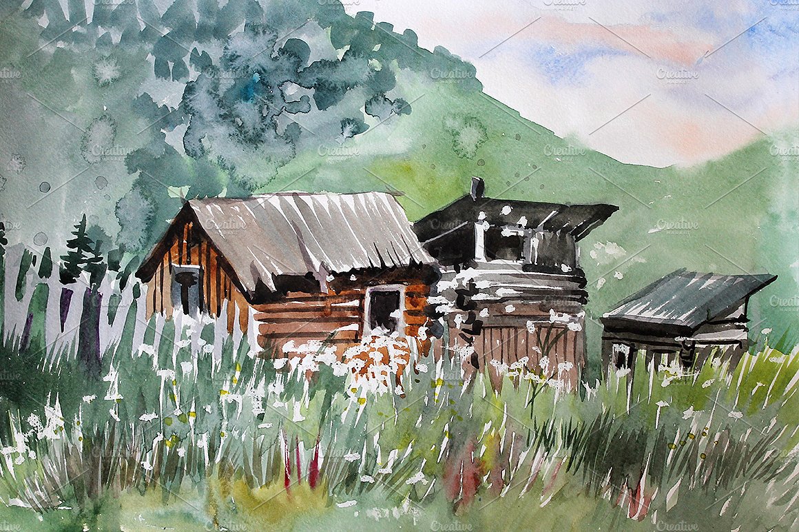 18张明亮的水彩风景高清大图下载[jpg]