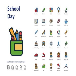 校园日教育主题填充图标矢量图标素材 School Day (Filled)