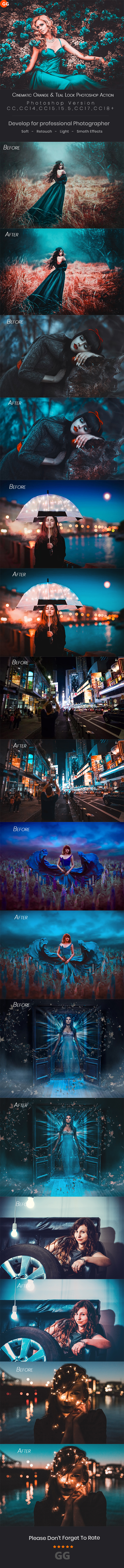 10款电影大片的橙色和茶色调处理的PS动作下载 10 Cinematic Orange & Teal Look Photoshop Action