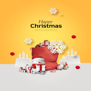 可爱雪人送礼主题圣诞活动海报psd素材