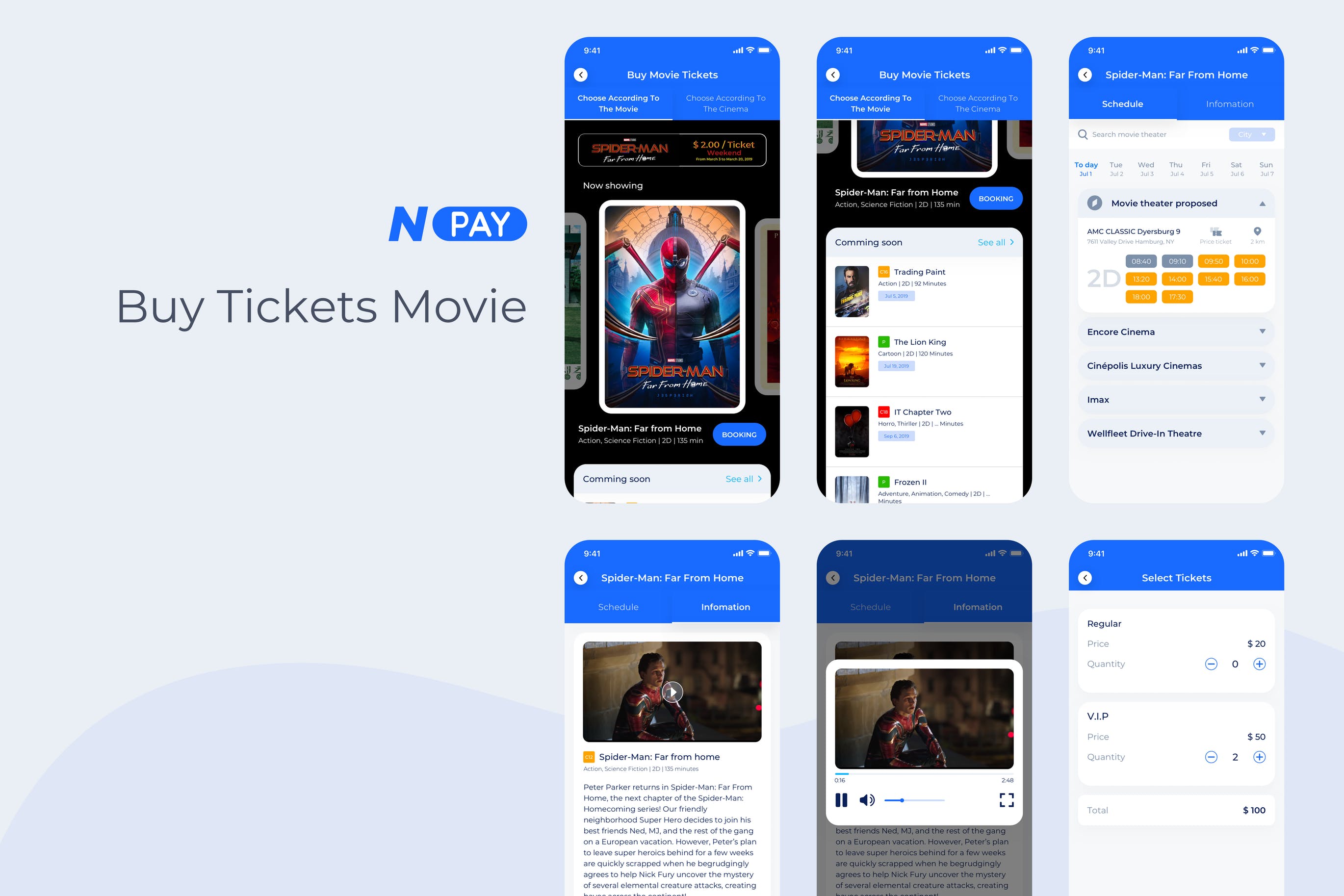 电子钱包APP应用UI设计之电影订座界面设计模板 Buy Tickets Movie – Wallet Mobile UI – N