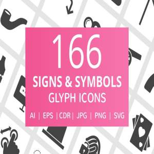 166枚面性单色图标打包下载[AI, CDR, EPS, JPG, PNG, SVG]