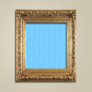 复古奢华金色边框画框样机V2 Antique Golden Frame Mockup 02