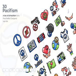 30枚和平主义/世界和平主题矢量图标 30 Pacifism Icons