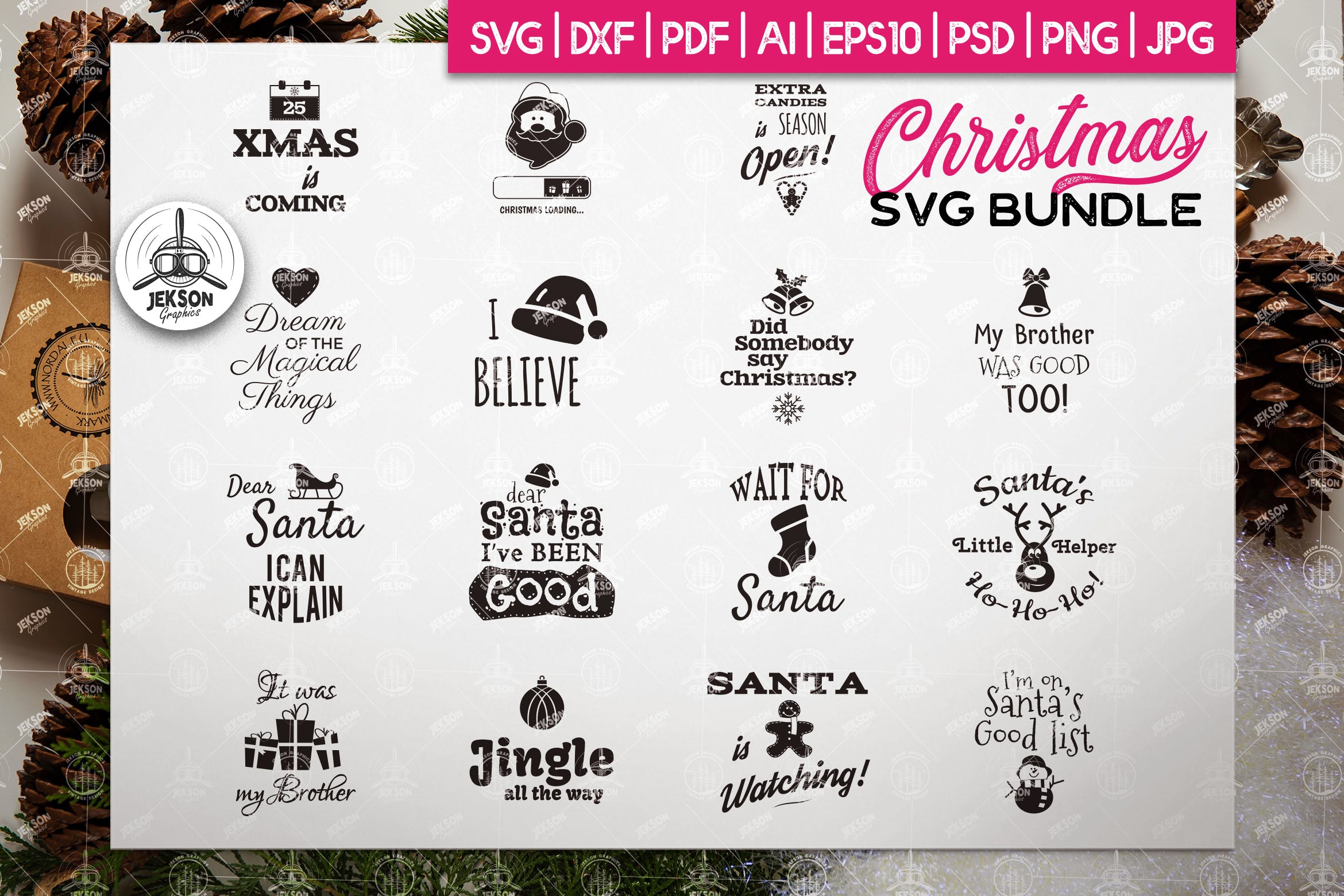 圣诞节主题徽标/Logo矢量设计素材 Christmas SVG Sayings Bundle – XMAS Cricut Files