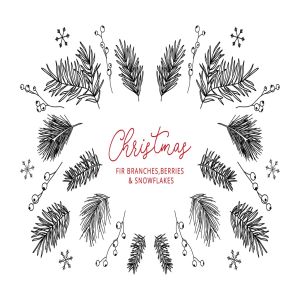 13种冬季元素涂鸦线条绘画图形素材 13 Winter Elements – Doodle Line Icons