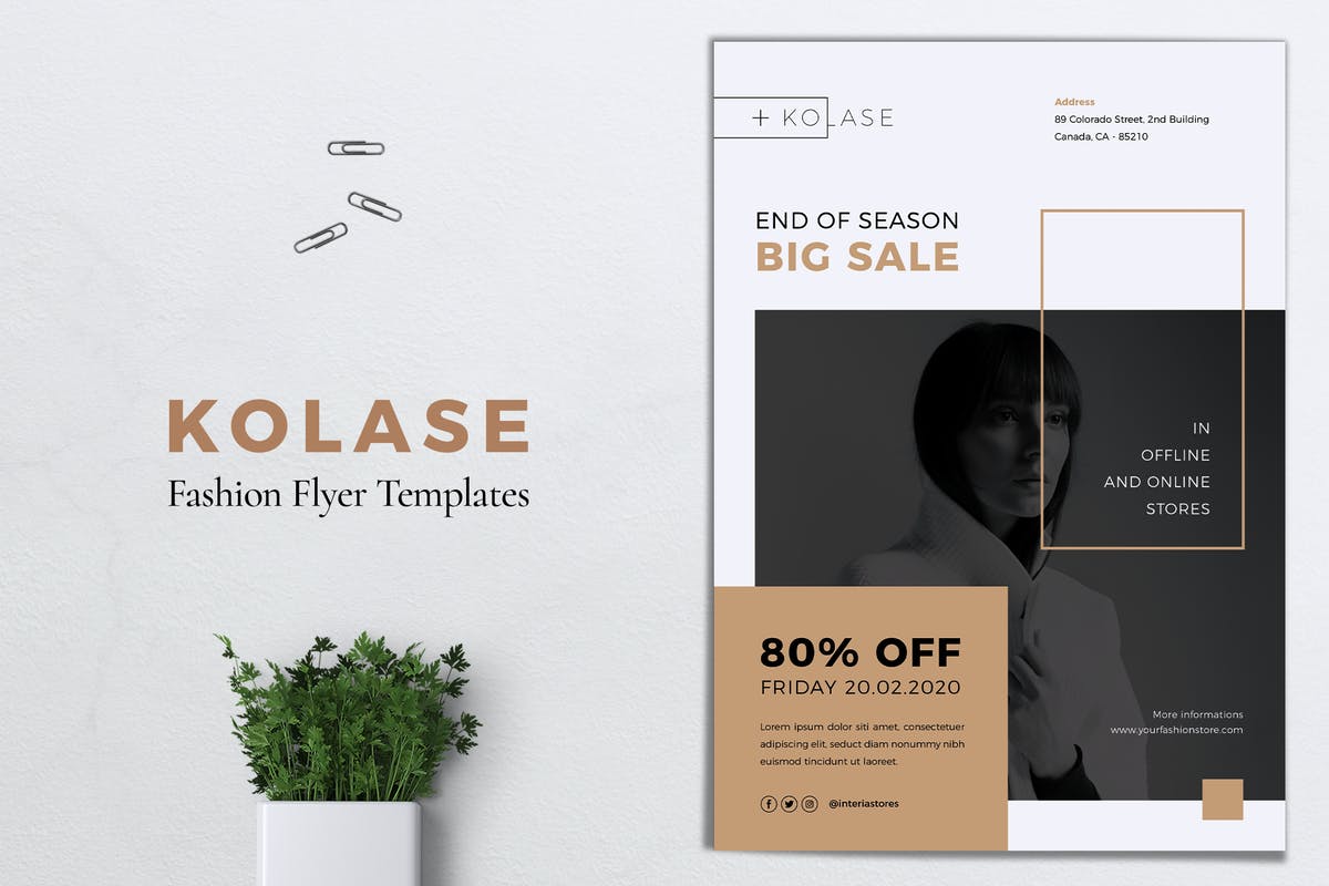 时尚服饰品牌促销广告海报设计模板 KOLASE Fashion Store Flyer
