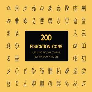 200枚教育主题图标 200 Education Icons