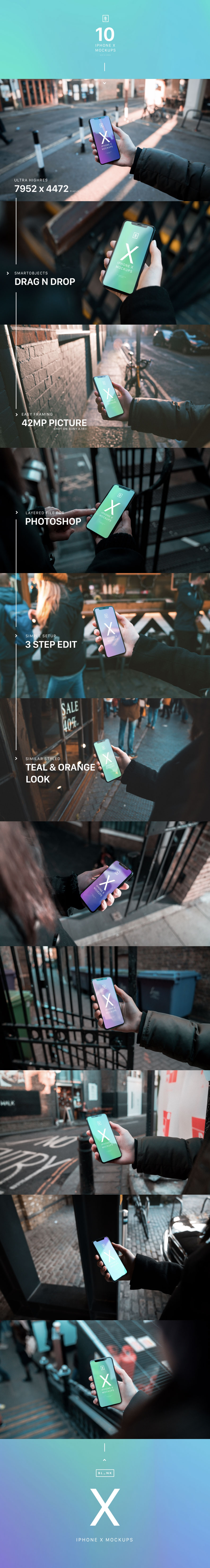 一流设计素材网下午茶：超有品质感且文艺的iPhone X界面UI设计展示模型（Mockups）下载[PSD,2GB]