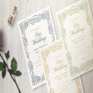 植物手绘元素装饰婚礼请柬设计模板 Botanical Wedding Invitation