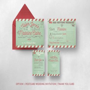 复古航空邮件婚礼请柬设计模板 Vintage Airmail Wedding Invitation插图5