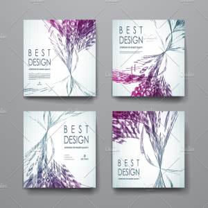 漂亮飘逸线条抽象画册模板 Brochures Templates