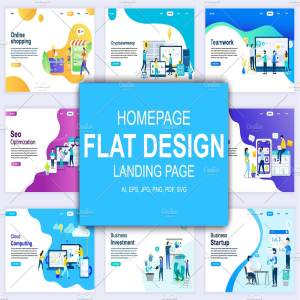 现代化平面设计着陆页模板 Flat Design Landing Page Templates