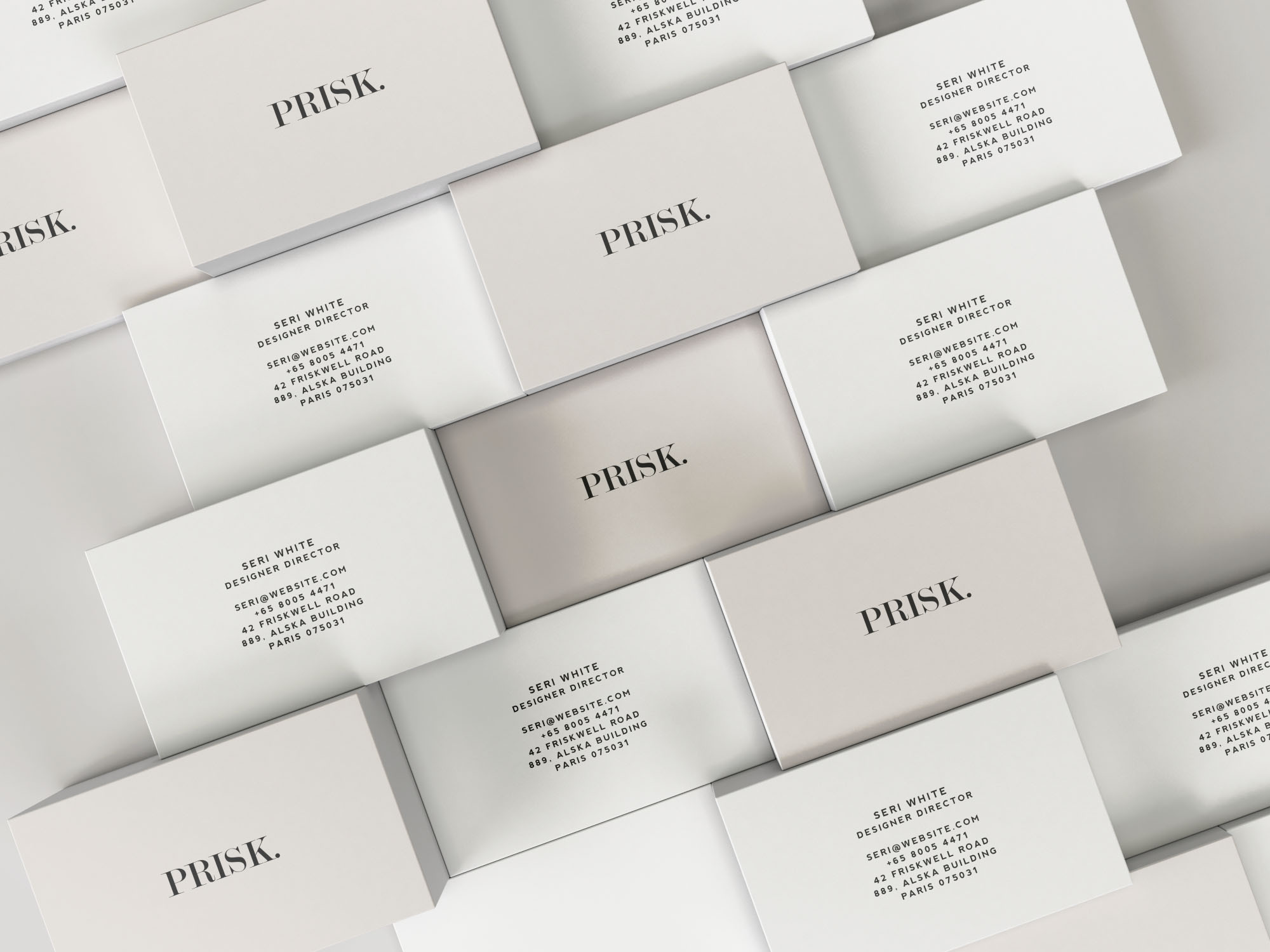 堆叠式企业名片设计立体效果图样机 Stacked Business Card Mockup