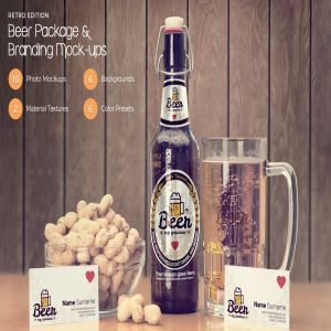 啤酒葡萄酒酒类品牌复古风格样机模板 Craft Beer Package & Branding Mock-up – Vintage