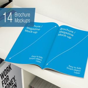 A4杂志宣传册印刷品样机 Brochure Mockups – 14 poses