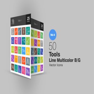 50枚工具多彩线条图标素材 50 Tools Line Multicolor Icons