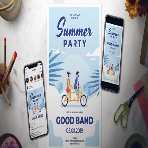 夏季活动派对海报传单设计模板