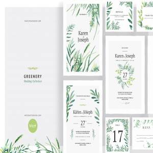 结婚婚礼设计物料设计素材包 Greenery Wedding Collection