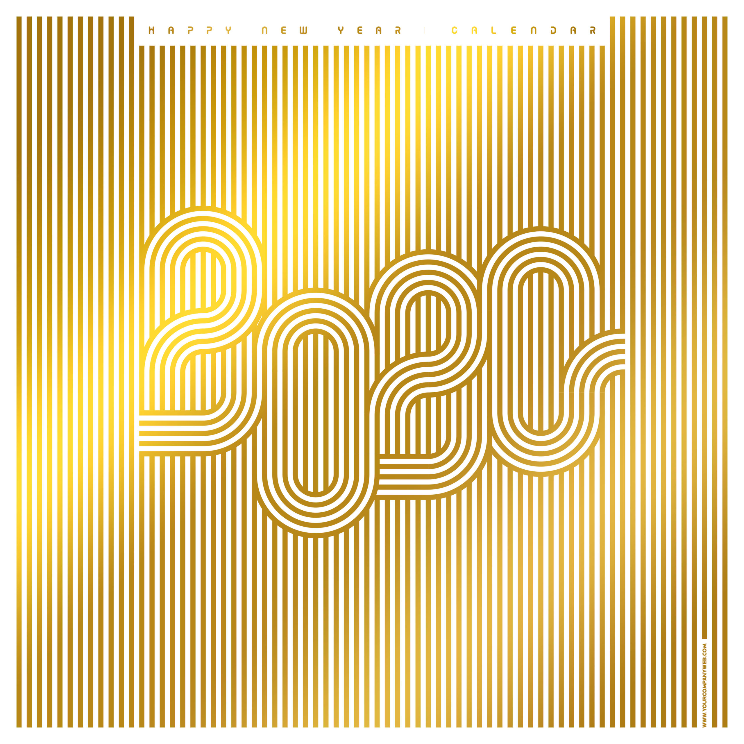 闪金条纹图案2020年主题海报传单素材[PSD]