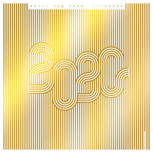 闪金条纹图案2020年主题海报传单素材[PSD]