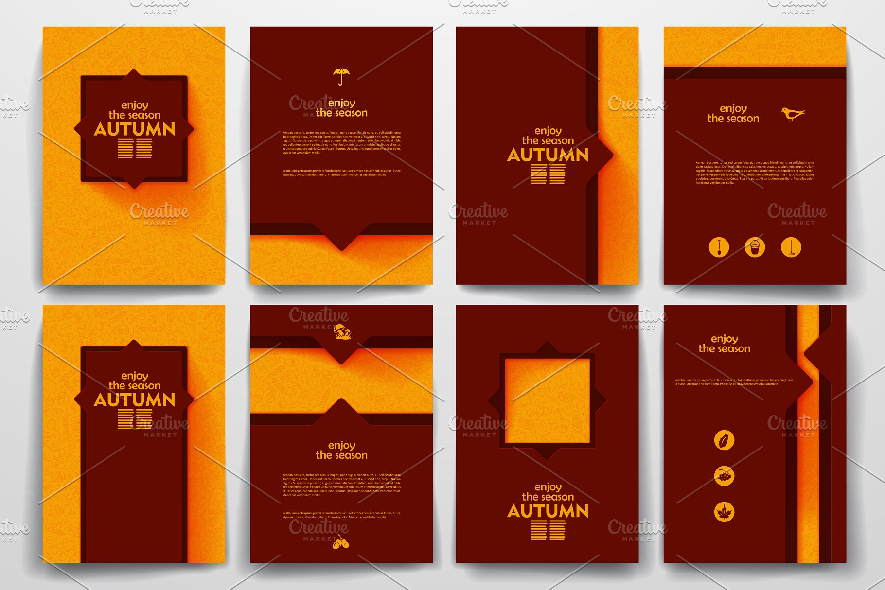 秋天果实丰收季节主题小册子模板 Autumn brochures