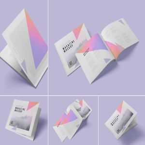 美国信纸规格杂志版式设计效果图样机 Magazine Mockup – US Letter Landscape