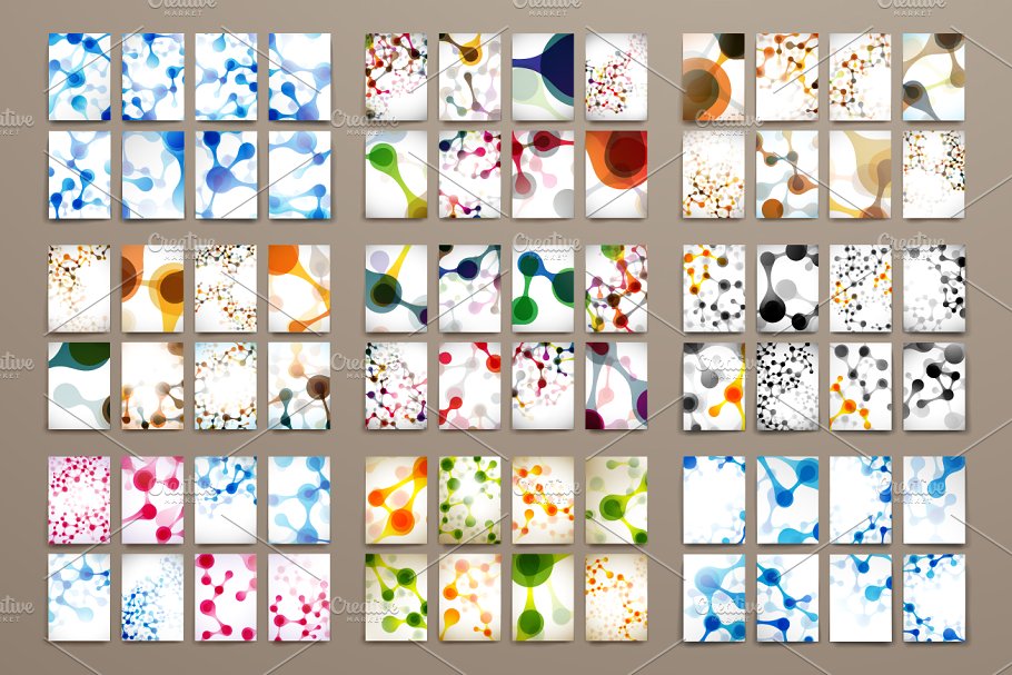 创意分子结构宣传册设计模板 Big Pack Molecular Templates