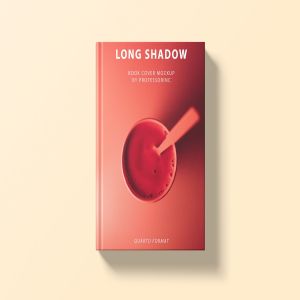 红色精装封面书本印刷品样机 Long Shadow Book Cover Mockup