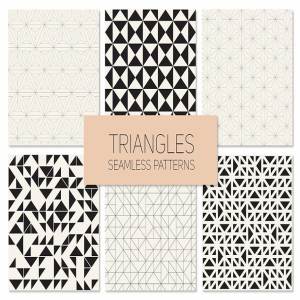 三角形图案无缝纹理 Triangles. Seamless Patterns. Set 4