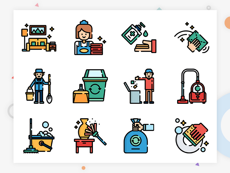 一套清洁家政主题图标集 50 Cleaning Icon Set