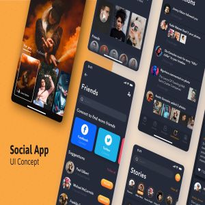 视频直播社交APP应用界面设计SKETCH模板 Social App for Live Video – SKETCH Version