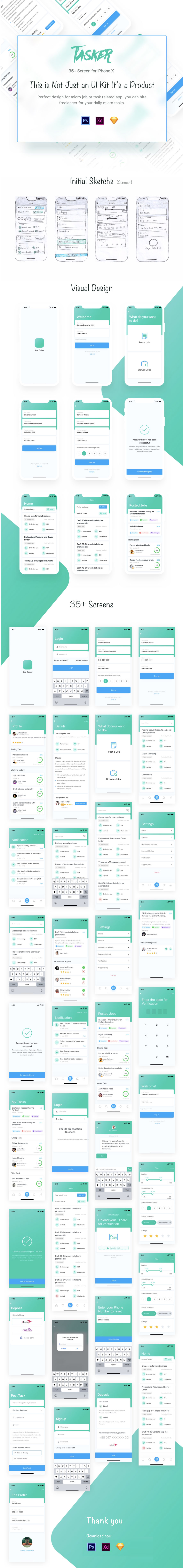 一流设计素材网下午茶：求职发布工作等人力资源类APP UI KITS[PSD,sketch]