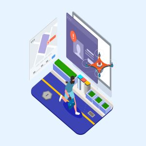 无人机警察场景2.5D等距概念矢量插画 Drones Police Isometric Illustration – T2