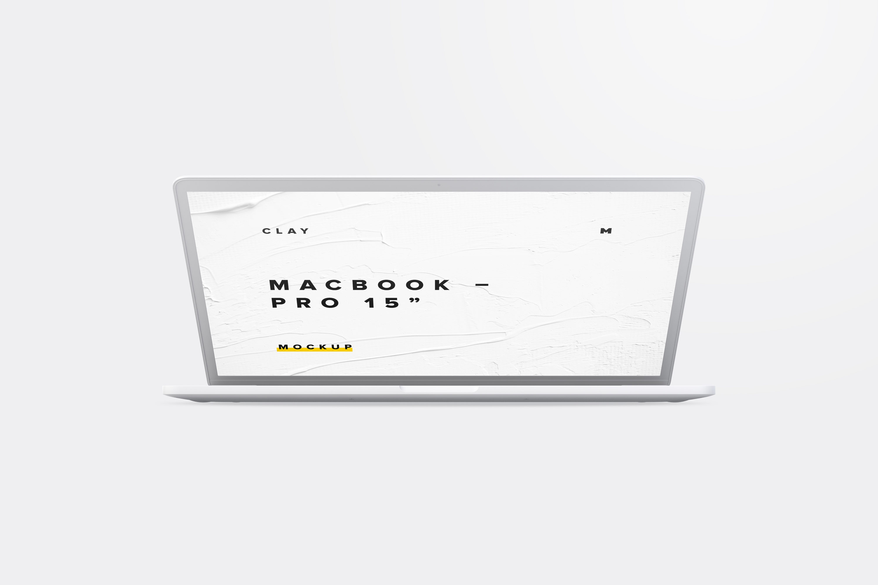 15寸MacBook Pro笔记本半合状态前视图样机02 Clay MacBook Pro 15″ with Touch Bar, Front View Mockup 02