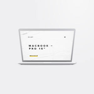 15寸MacBook Pro笔记本半合状态前视图样机02 Clay MacBook Pro 15″ with Touch Bar, Front View Mockup 02